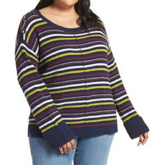 Caslon (Nordstrom) Button Shoulder Sweater - Size 1X - NWT - Picture 1 of 8